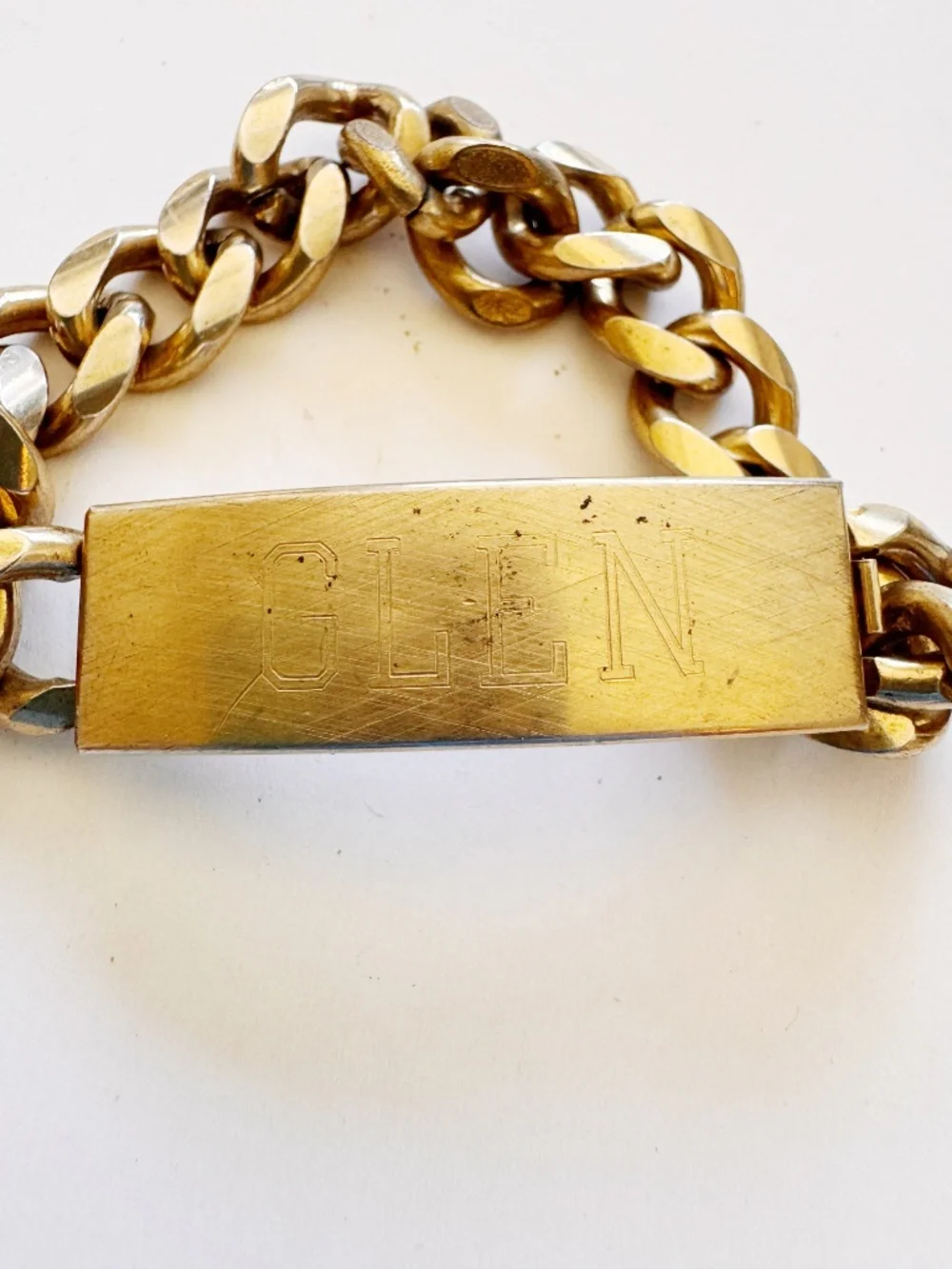 Vintage 1977 Engraved ID Chain Bracelet 